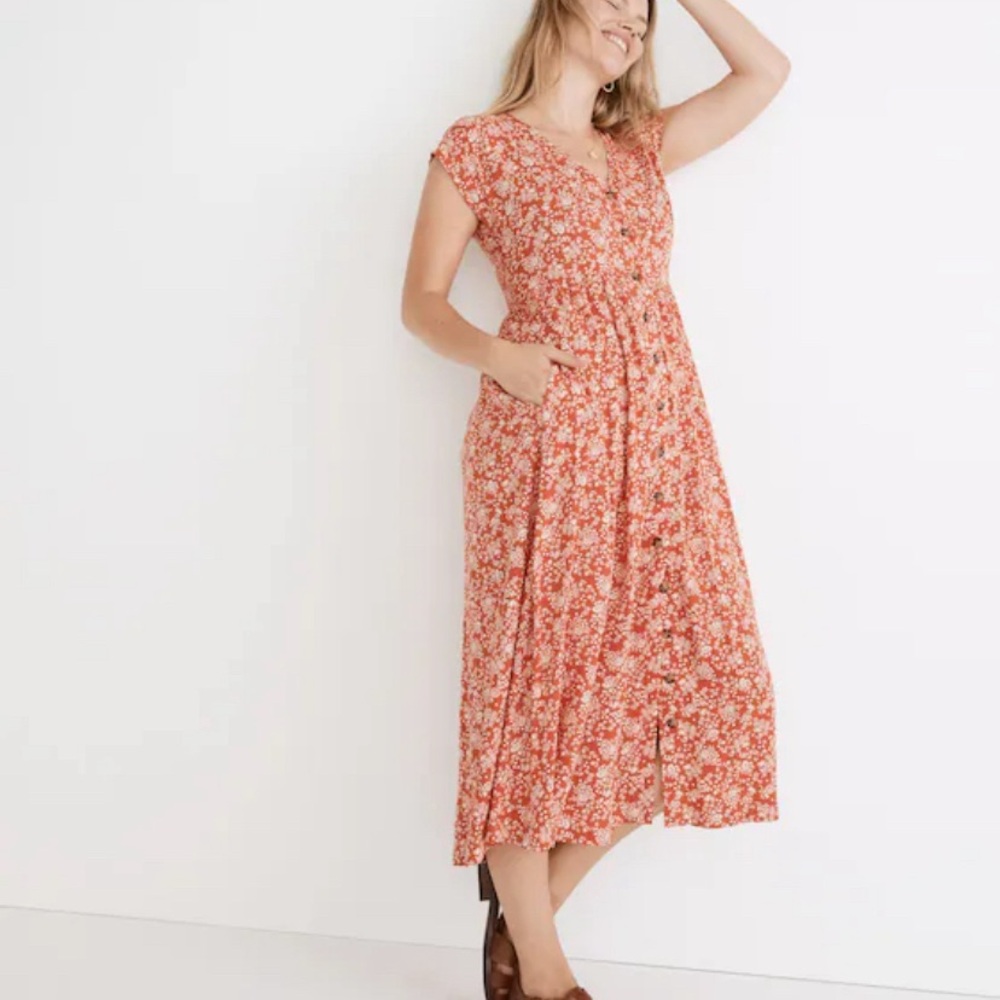 Madewell button front midi dress in piazza floral